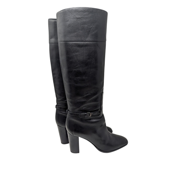 Christian Louboutin Mervillon Black Leather Knee High Heeled Boots Size EU 38 - Picture 2 of 13